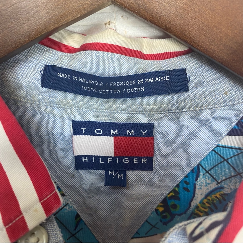 Vintage Tommy Hilfiger Red, White & Blue Fish Button Down - Picture 6 of 10